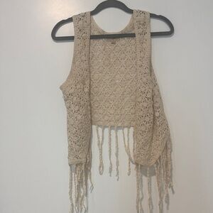 Lost boho eyelet Fringe Vest Sz L
